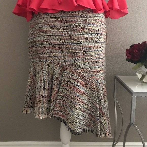 Halogen Tweed Asymmetrical Hem Skirt - Picture 2 of 8